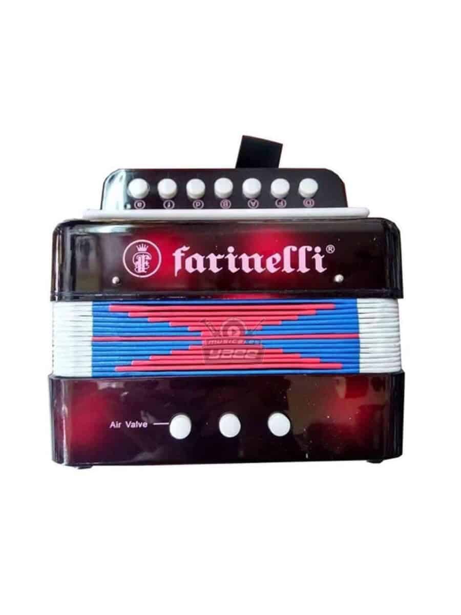 ACORDEON INFANTIL NEGRO CON ROJO 7 BOTONES 2 BAJOS FARINELLI - ACIFNR-I