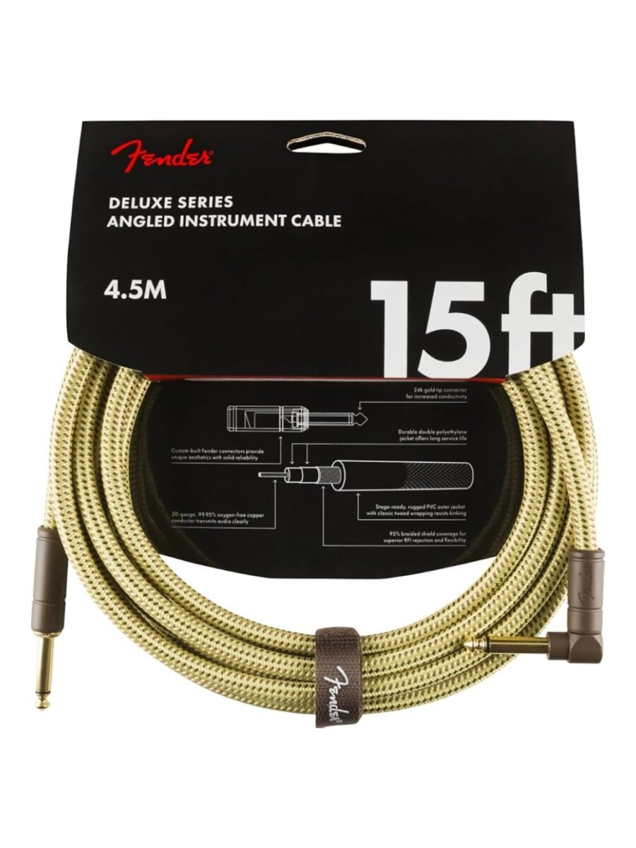 CABLE FENDER DELUXE SERIES TWEED 15 4.5M ANGULADO - 885978040810