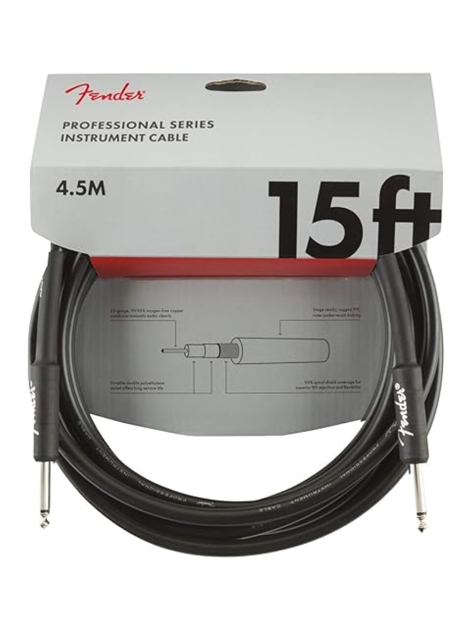 CABLE FENDER PROFESSIONAL SERIES 15 4.5M LISO NEGRO ANGULADO - 885978041176